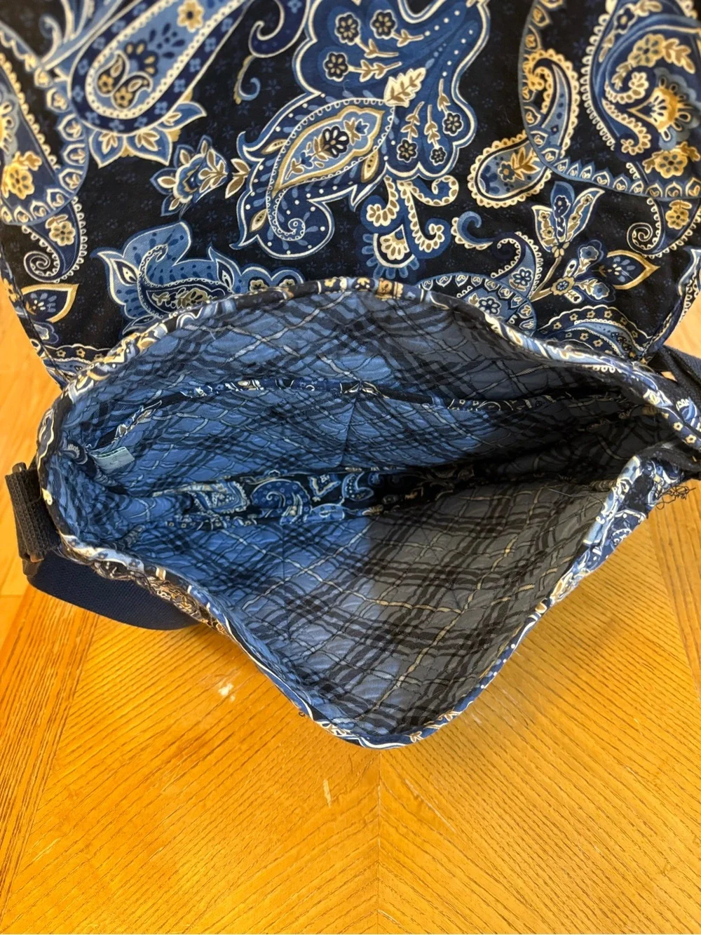 Vera Bradley Navy and Light Blue Paisley Messenger Bag